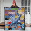 Pokemon Anime Premium Quilt - Legendary Mega Dialga Cute Minimalist Pokemon Face Quilt Blanket 3