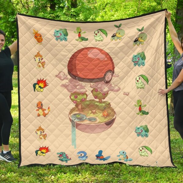 Pokemon Anime Premium Quilt Pokeball Opening Chibi Tiny Pokemon World Quilt Blanket