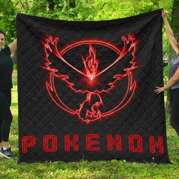 Pokemon Anime Premium Quilt Team Valor Symbol Red Moltres Relies On Strength Pokemon Go Quilt Blanket