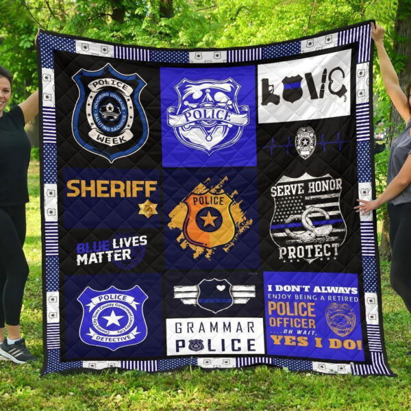 Police Blue Line Quilt Blanket Gift For Police Officer