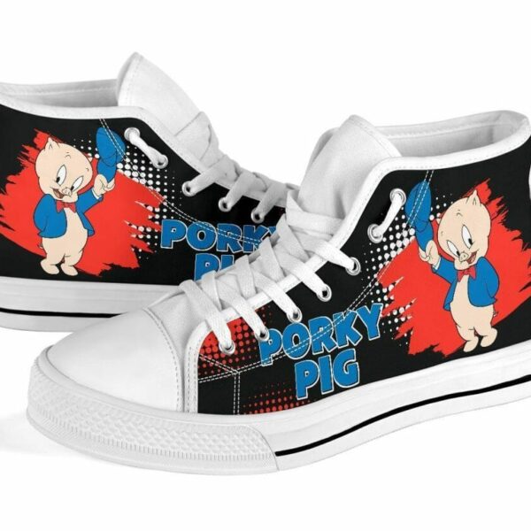 Porky Pig Sneakers High Top Shoes Looney Tunes Fan