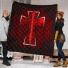 Resident Evil Game Premium Quilt - Red Umbrella Corporation With Blood In Cross Quilt Blanket 1