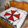 Resident Evil Game Premium Quilt - Umbrella Corp Symbol USS White And Red Quilt Blanket 19