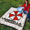 Resident Evil Game Premium Quilt - Umbrella Corp Symbol USS White And Red Quilt Blanket 9