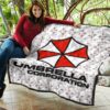 Resident Evil Game Premium Quilt - Umbrella Corp Symbol USS White And Red Quilt Blanket 11