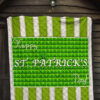 Saint Patrick's Happy St. Patrick Shamrock Patterns Green White Premium Quilt Blanket 7