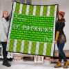 Saint Patrick's Happy St. Patrick Shamrock Patterns Green White Premium Quilt Blanket 1