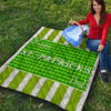 Saint Patrick's Happy St. Patrick Shamrock Patterns Green White Premium Quilt Blanket 9