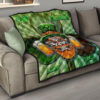 Saint Patrick's Leprechauns Beers Shamrock Spiral Green White Premium Quilt Blanket 15