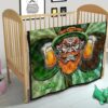 Saint Patrick's Leprechauns Beers Shamrock Spiral Green White Premium Quilt Blanket 21