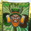 Saint Patrick's Leprechauns Beers Shamrock Spiral Green White Premium Quilt Blanket 5