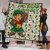 Saint Patrick's Leprechauns Drinking Beers St. Patrick Symbols Patterns Premium Quilt Blanket 1