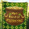 Saint Patrick's Mar 17 Blessing Pot Of Gold Coins Premium Quilt Blanket 5