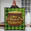 Saint Patrick's Mar 17 Blessing Pot Of Gold Coins Premium Quilt Blanket 3