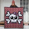 Skull Premium Quilt - Feminine Skull Sign With Sunflower Patterns Quilt Blanket 3