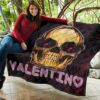 Skull Premium Quilt - Golden Skull Hearts Eyes Happy Valentino Quilt Blanket 11