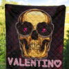 Skull Premium Quilt - Golden Skull Hearts Eyes Happy Valentino Quilt Blanket 5