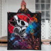 Skull Premium Quilt - Graffiti Love Skull Wearing Street Style Hat Quilt Blanket 3