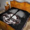 Skull Premium Quilt - Horror Pirate Skull Wear Headphone Black White Quilt Blanket 19