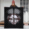 Skull Premium Quilt - Horror Pirate Skull Wear Headphone Black White Quilt Blanket 3