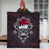 Skull Premium Quilt - Knight Lover Broken Skull With Rose Artwork Quilt Blanket 3