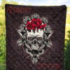 Skull Premium Quilt - Knight Lover Broken Skull With Rose Artwork Quilt Blanket 5