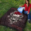 Skull Premium Quilt - Knight Lover Broken Skull With Rose Artwork Quilt Blanket 9