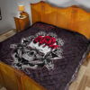 Skull Premium Quilt - Knight Lover Broken Skull With Rose Artwork Quilt Blanket 19