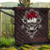 Skull Premium Quilt - Knight Lover Broken Skull With Rose Artwork Quilt Blanket 13