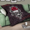 Skull Premium Quilt - Knight Lover Broken Skull With Rose Artwork Quilt Blanket 17