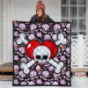 Skull Premium Quilt - Love In Your Bones Funny Skull Emotions Patterns Valentine Quilt Blanket 3