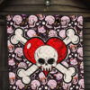 Skull Premium Quilt - Love In Your Bones Funny Skull Emotions Patterns Valentine Quilt Blanket 7