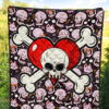 Skull Premium Quilt - Love In Your Bones Funny Skull Emotions Patterns Valentine Quilt Blanket 5