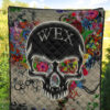 Skull Premium Quilt - Neon Skull Love Colorful Graffiti Tattoo Quilt Blanket 5