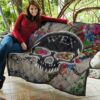 Skull Premium Quilt - Neon Skull Love Colorful Graffiti Tattoo Quilt Blanket 11