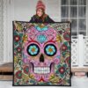 Skull Premium Quilt - Pink Mandala Skull Floral Skull Patterns Quilt Blanket 3