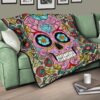 Skull Premium Quilt - Pink Mandala Skull Floral Skull Patterns Quilt Blanket 17