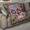 Skull Premium Quilt - Pink Mandala Skull Floral Skull Patterns Quilt Blanket 15