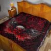 Skull Premium Quilt - Powerful Skull With Wings And Red Victim Souls Quilt Blanket 19