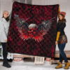 Skull Premium Quilt - Powerful Skull With Wings And Red Victim Souls Quilt Blanket 1