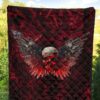 Skull Premium Quilt - Powerful Skull With Wings And Red Victim Souls Quilt Blanket 5