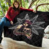 Skull Premium Quilt - Pretty Death Rose Lady Hug Skull Head Quilt Blanket 11