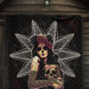 Skull Premium Quilt - Pretty Death Rose Lady Hug Skull Head Quilt Blanket 7