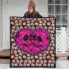 Skull Premium Quilt - Romantic Couple Skull Love Pink Heart Patterns Quilt Blanket 3