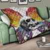 Skull Premium Quilt - Sickness Skull With Colorful Beautiful Butterfly Wings Quilt Blanket 17