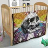 Skull Premium Quilt - Sickness Skull With Colorful Beautiful Butterfly Wings Quilt Blanket 21