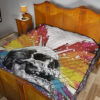 Skull Premium Quilt - Sickness Skull With Colorful Beautiful Butterfly Wings Quilt Blanket 19