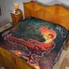 Skull Premium Quilt - Skeleton With Fire Head On Chair Valentine Text Candle Quilt Blanket 19