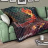 Skull Premium Quilt - Skeleton With Fire Head On Chair Valentine Text Candle Quilt Blanket 17