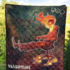 Skull Premium Quilt - Skeleton With Fire Head On Chair Valentine Text Candle Quilt Blanket 5